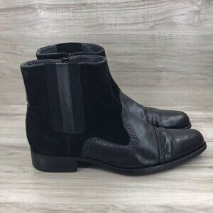 Faranzi Boots Men's 12 Black Faux Leather Suede Zip Ankle Shoes